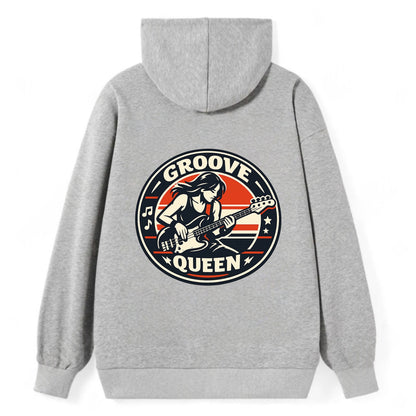 Groove Queen Emblem - Classic Pullover Hoodie - Grey