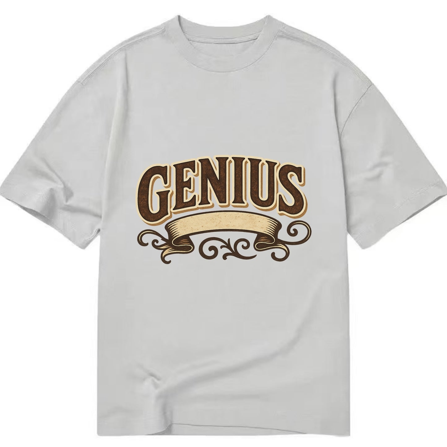 Bold typography design - "GENIUS" - exceptional intelligence, brilliance - Classic T-shirt - Grey