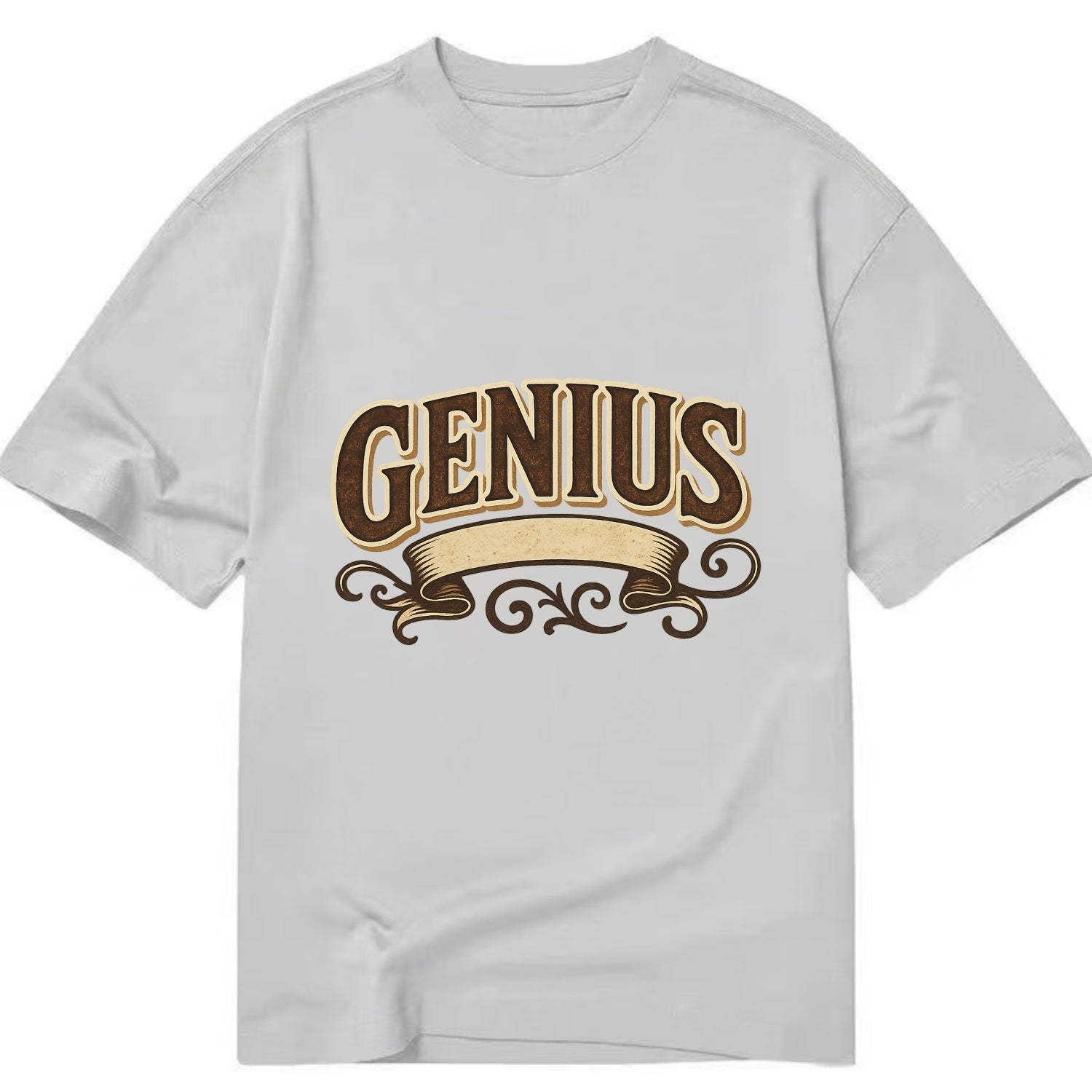 Bold typography design - "GENIUS" - exceptional intelligence, brilliance - Classic T-shirt - Grey