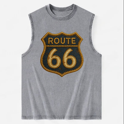 Route 66  - Vintage Washed Tank - Grey