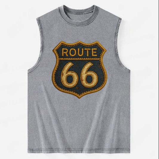 Route 66  - Vintage Washed Tank - Grey