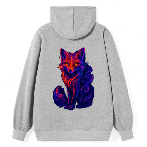 Clever fox with tail dissolving into cosmic nebula swirls, orange to - Classic Pullover Hoodie