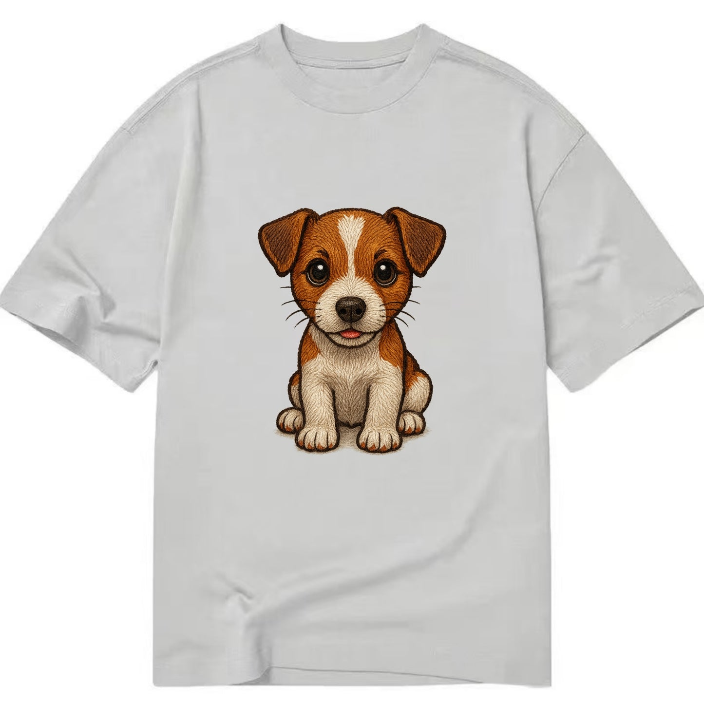 Baby Jack Russell Terrier Puppy - white with markings, alert ears, energetic - Classic T-shirt - Grey