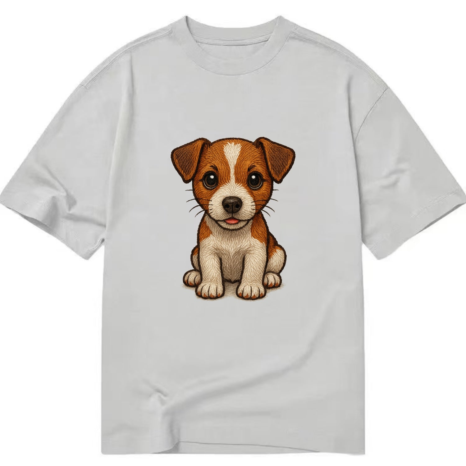 Baby Jack Russell Terrier Puppy - white with markings, alert ears, energetic - Classic T-shirt - Grey