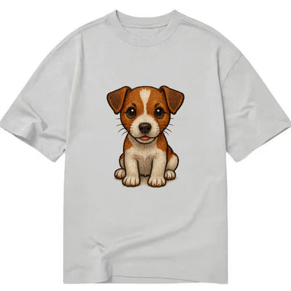 Baby Jack Russell Terrier Puppy - white with markings, alert ears, energetic - Classic T-shirt - Grey
