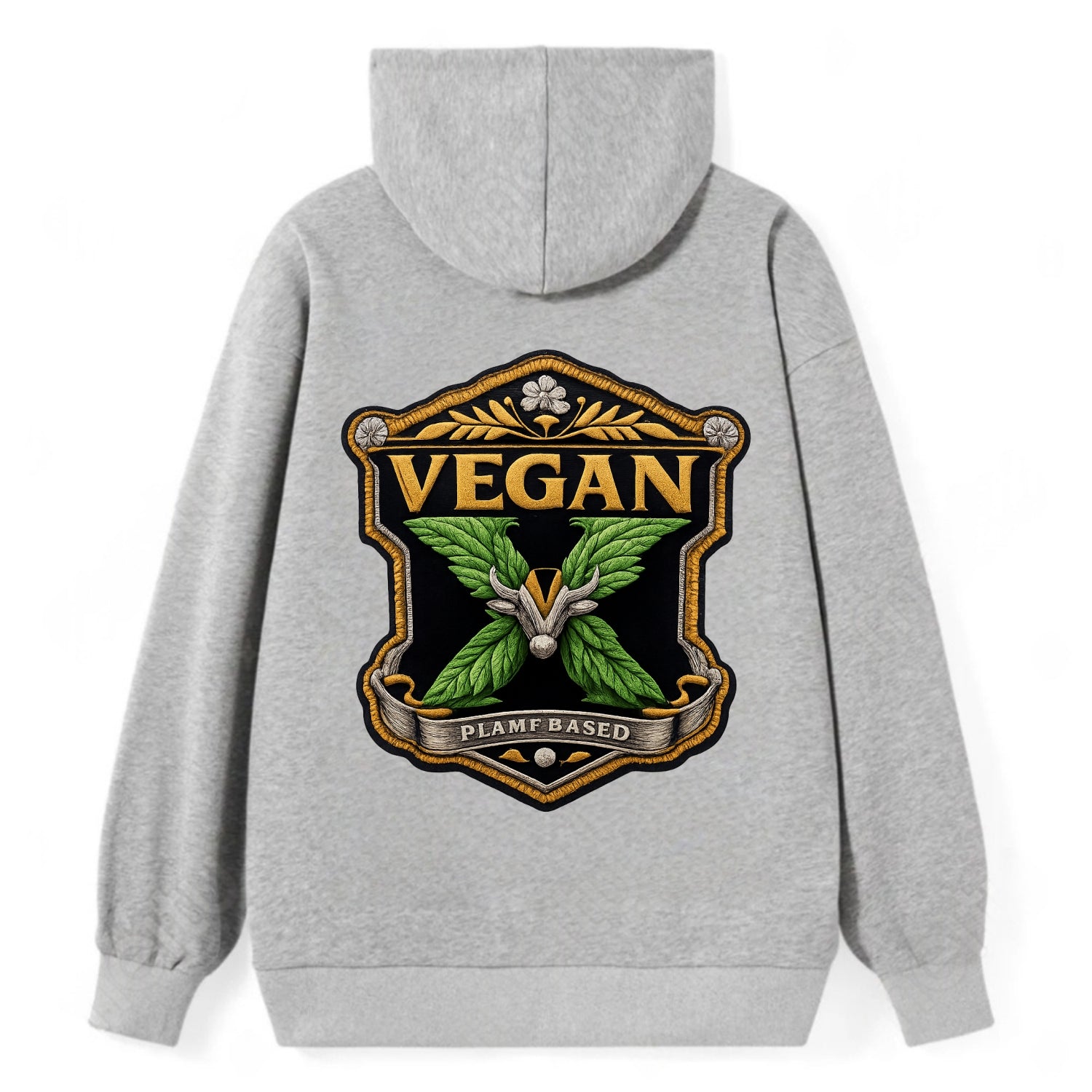 VEGAN X - plant-based symbol in green , animal rights - Classic Pullover Hoodie - Grey