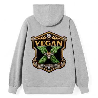 VEGAN X - plant-based symbol in green , animal rights - Classic Pullover Hoodie - Grey