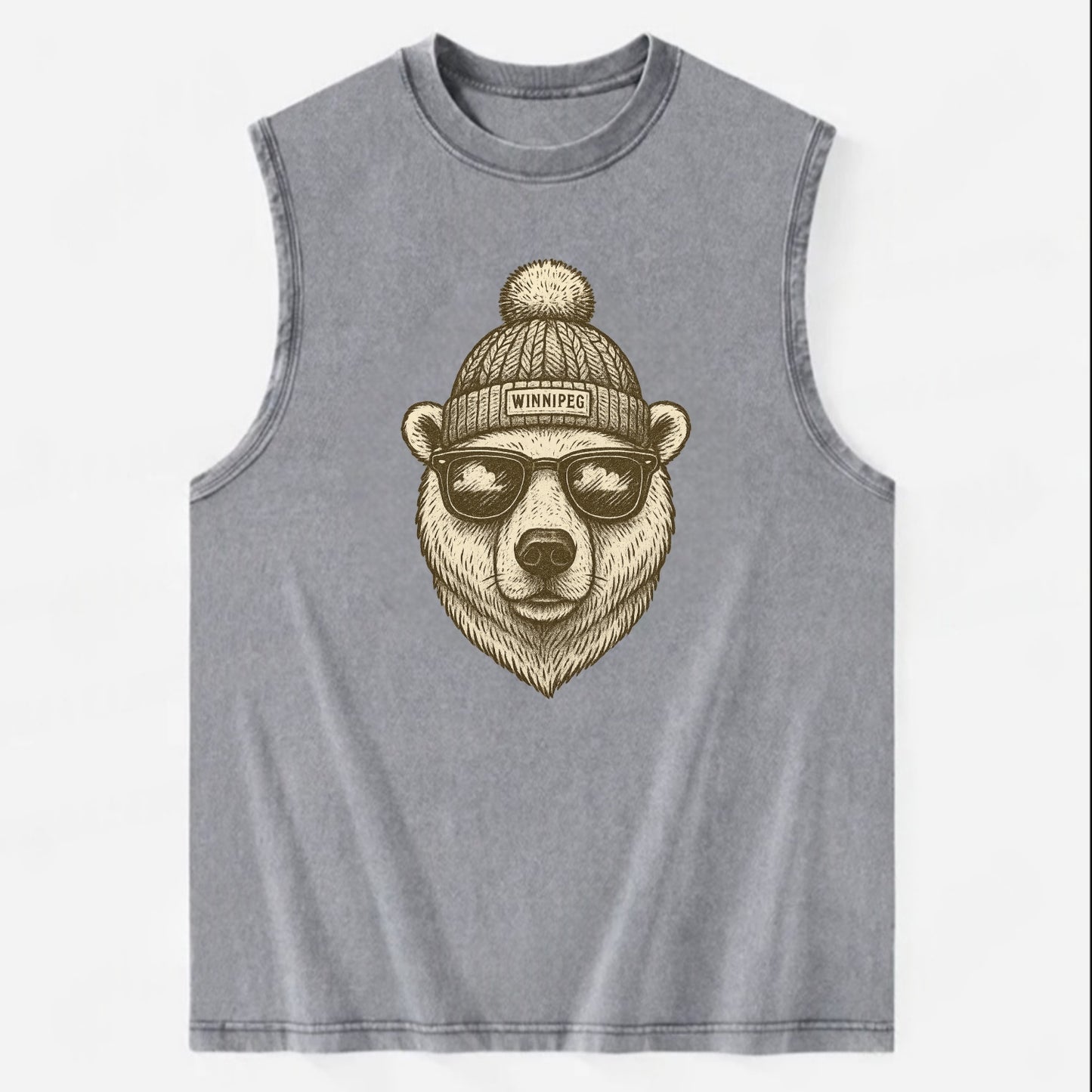 Winnipeg Polar Bear wearing Winnipeg bea - Vintage Washed Tank - Grey