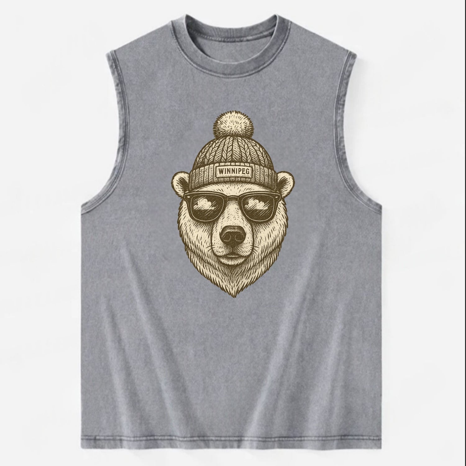 Winnipeg Polar Bear wearing Winnipeg bea - Vintage Washed Tank - Grey