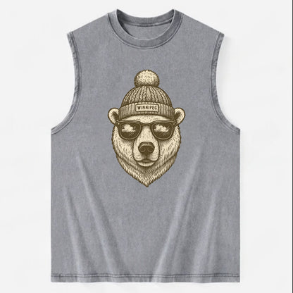Winnipeg Polar Bear wearing Winnipeg bea - Vintage Washed Tank - Grey