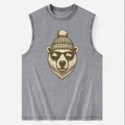 Winnipeg Polar Bear wearing Winnipeg bea - Vintage Washed Tank - Grey