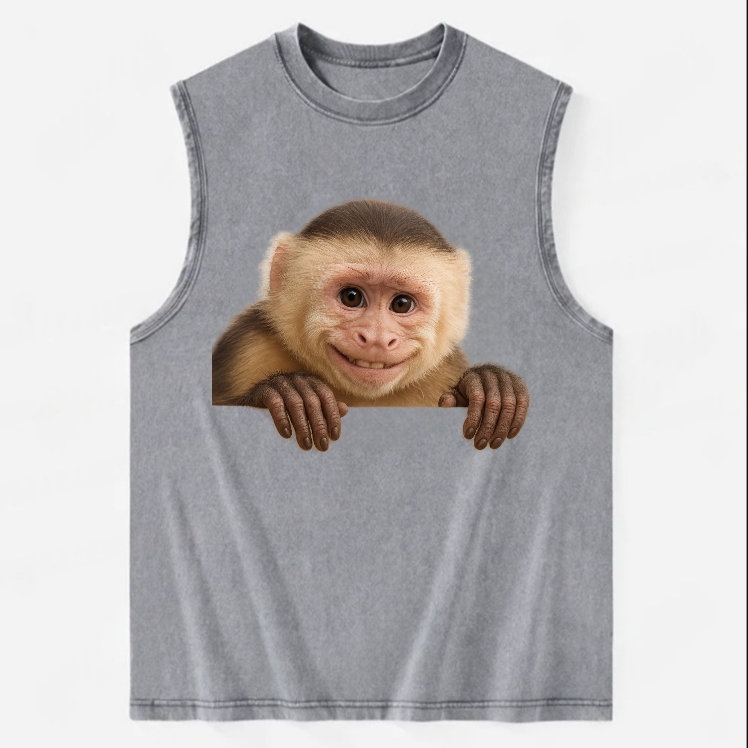 Capuchin Monkey  - Vintage Washed Tank - Grey