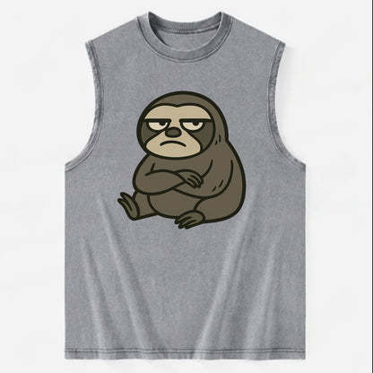 The Sloth Judging Silently - Vintage Washed Tank - Grey