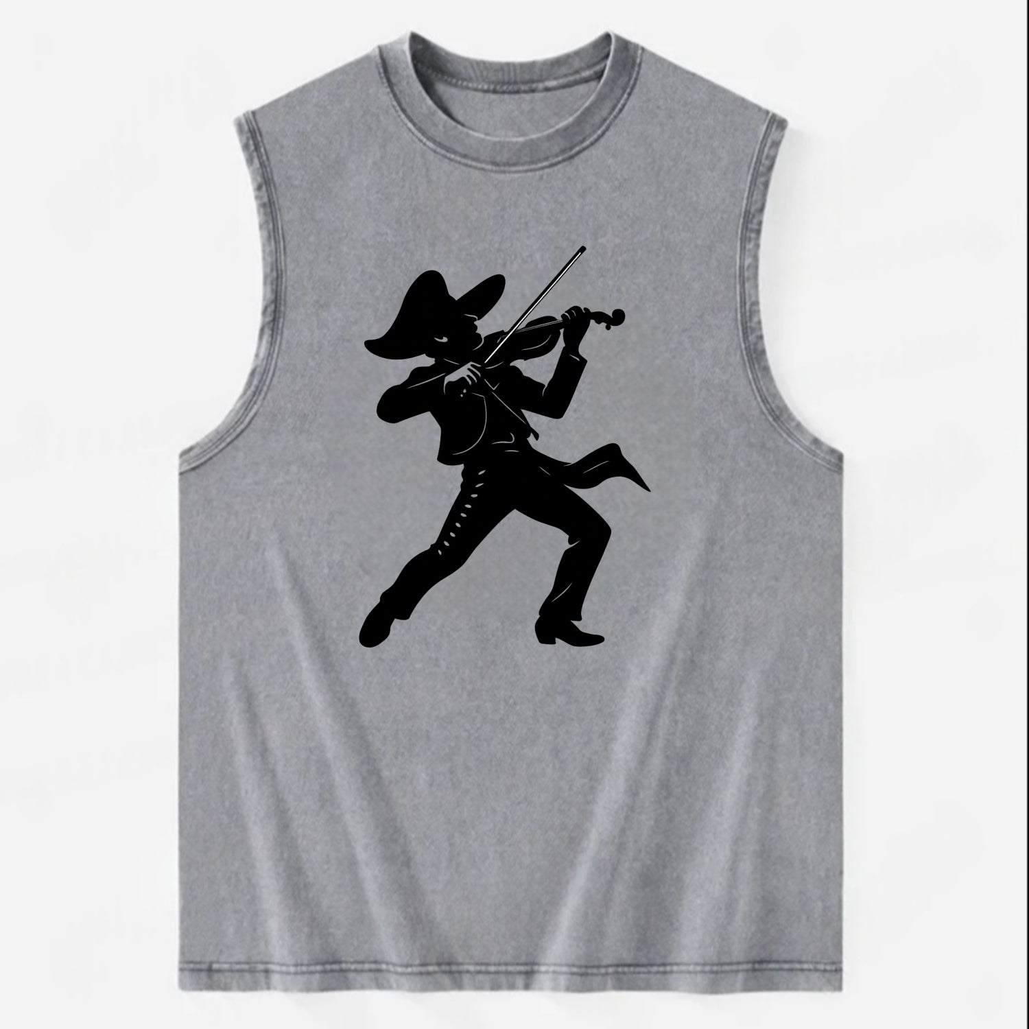 Mariachi violinist passionate performance - Vintage Washed Tank - Grey