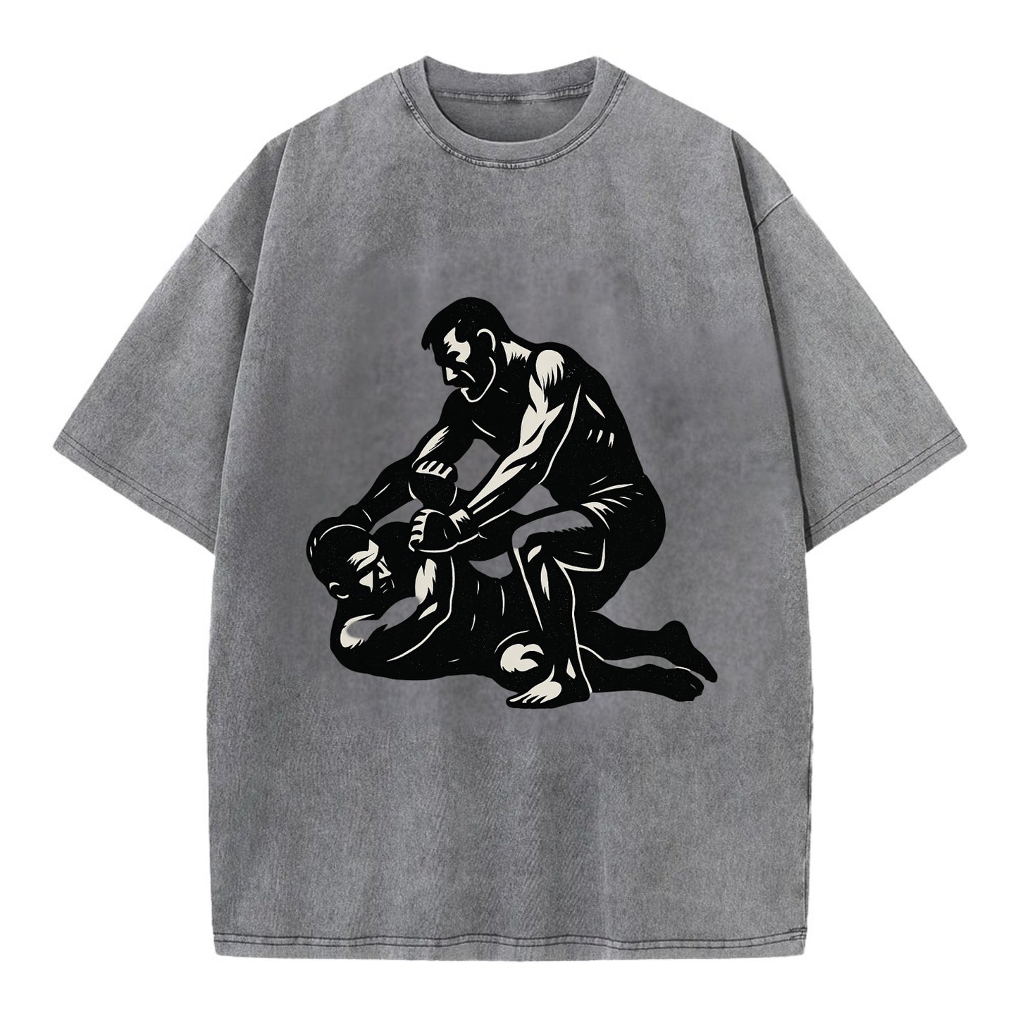 MMA fighter in ground submission hold - Vintage T-shirt - Grey