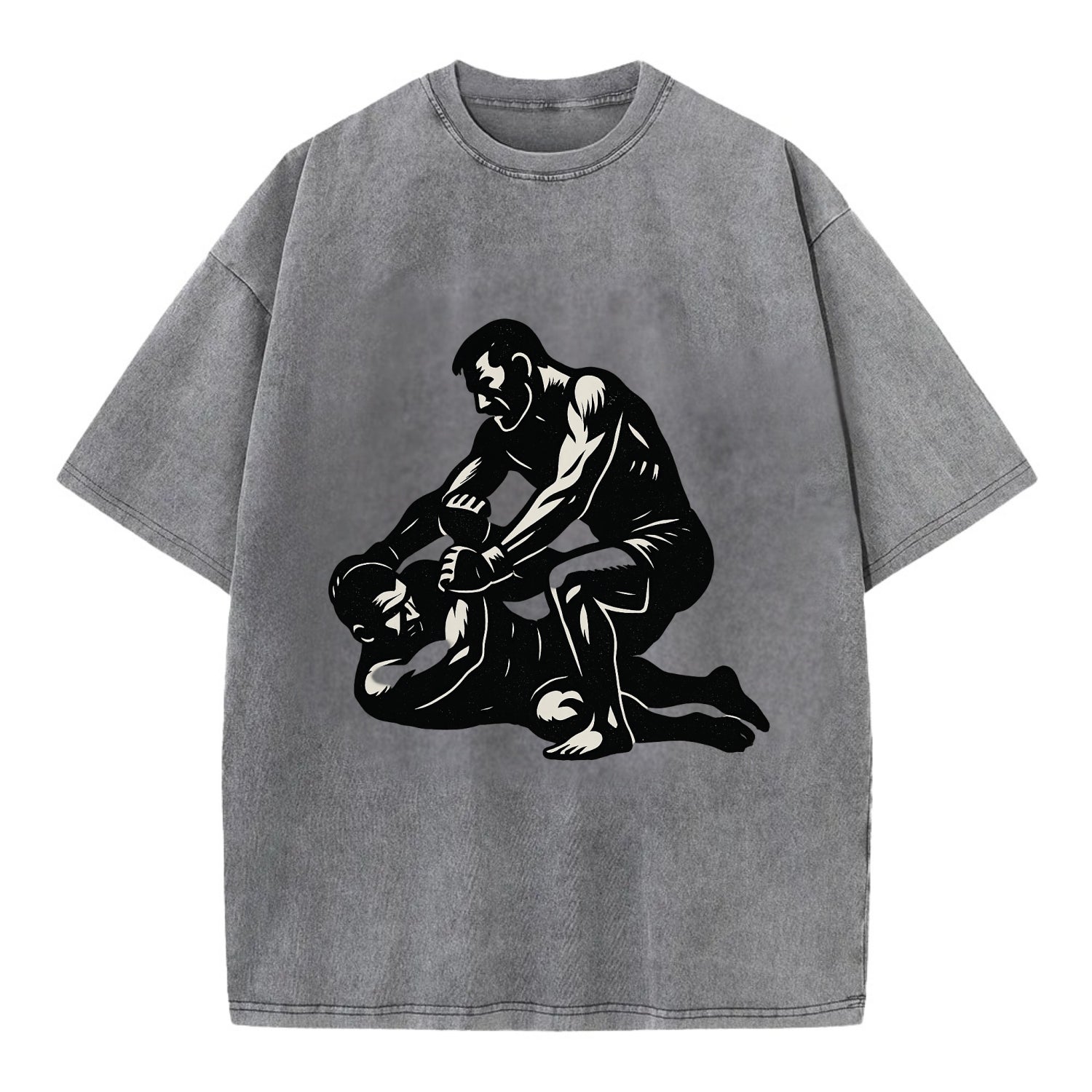 MMA fighter in ground submission hold - Vintage T-shirt - Grey