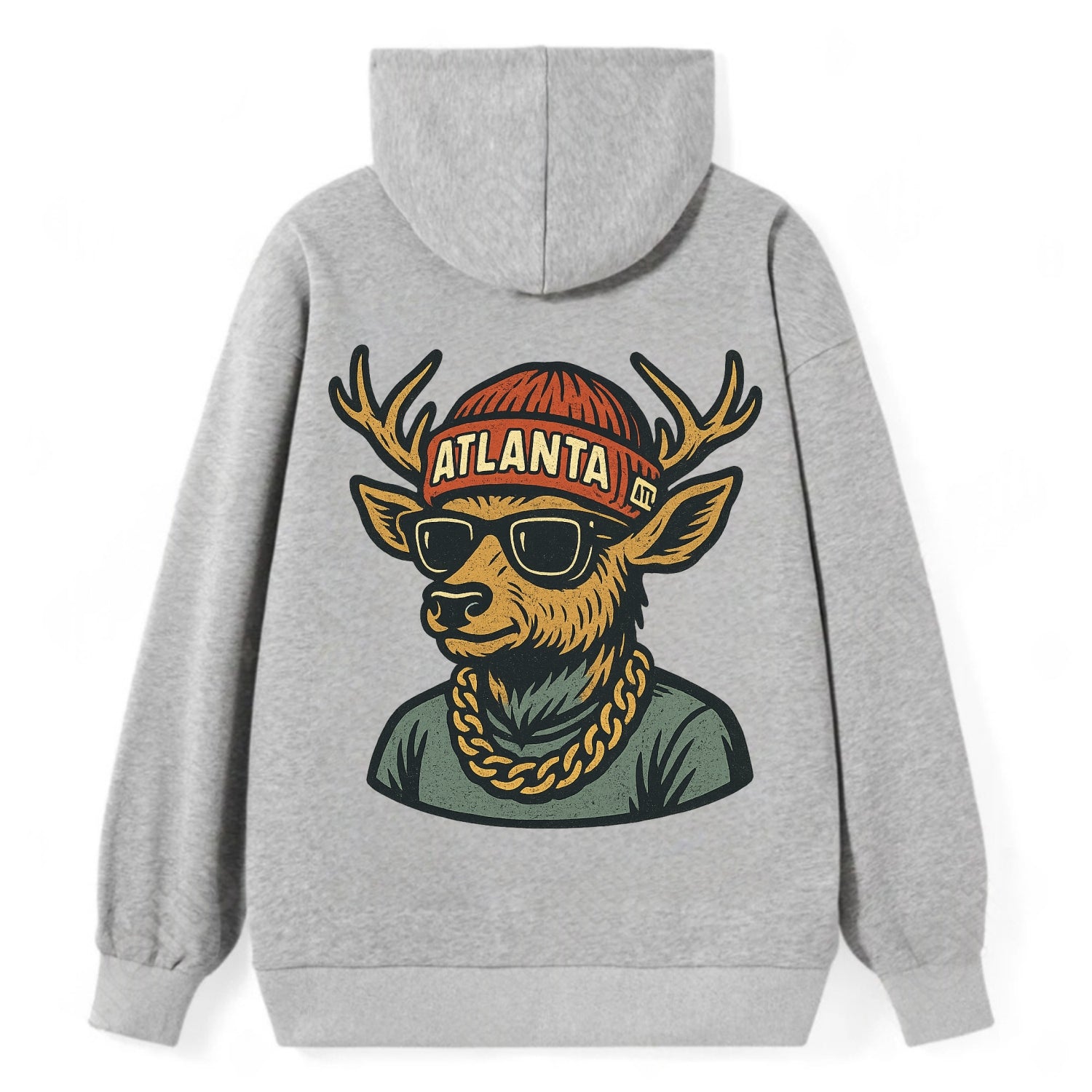 "deer" "atlanta" "atl" "red" "us South" - Classic Pullover Hoodie - Grey