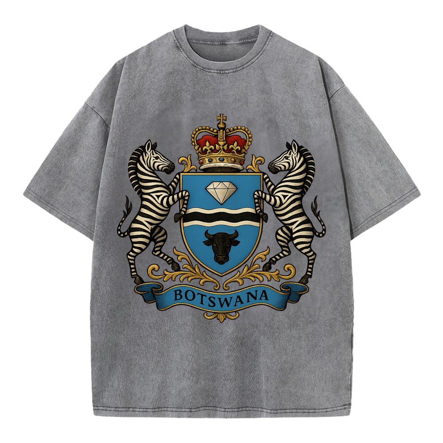 Botswana Heritage Badge  - Vintage T-shirt - Grey