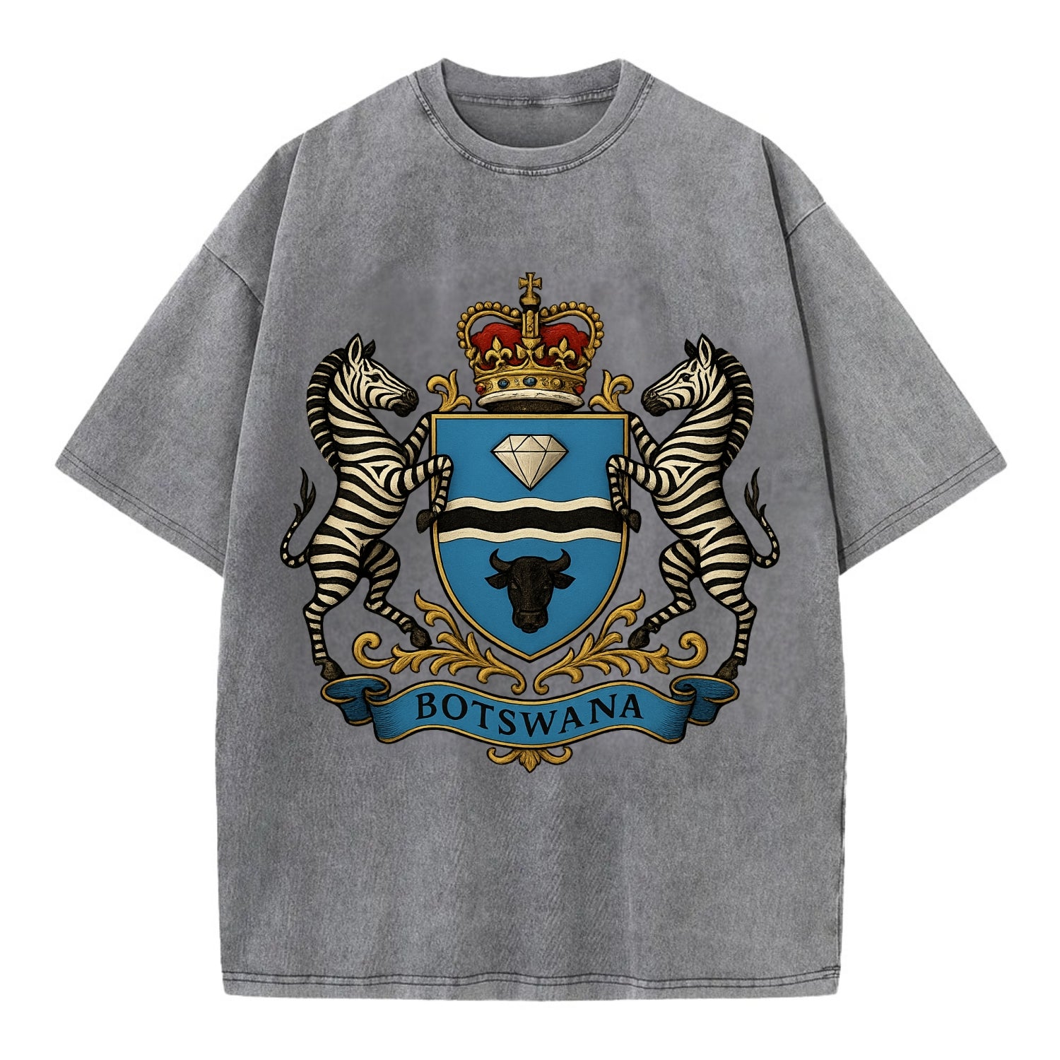 Botswana Heritage Badge  - Vintage T-shirt - Grey