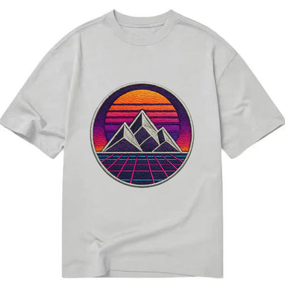 Retrowave Mountains - Classic T-shirt - Grey