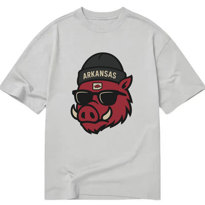 Fayetteville Razorback wearing Arkansas beanie with hog patch - Classic T-shirt - Grey