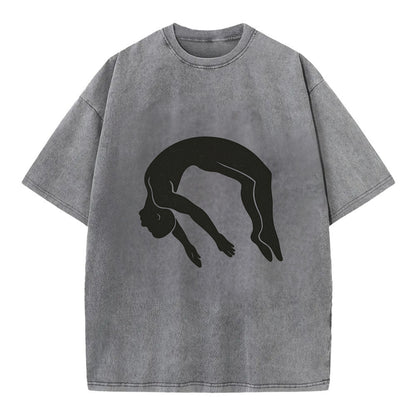 Gymnast doing a backflip - Vintage T-shirt - Grey