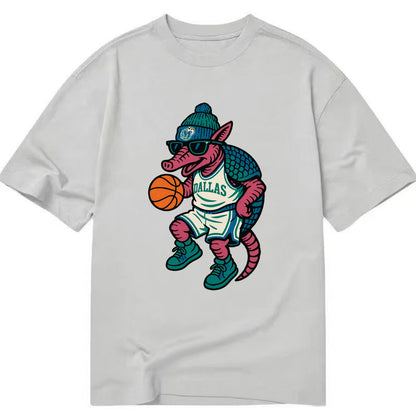 Dallas Armadillo wearing Mavericks beanie with cowboy hat patch and wayfarer - Classic T-shirt - Grey