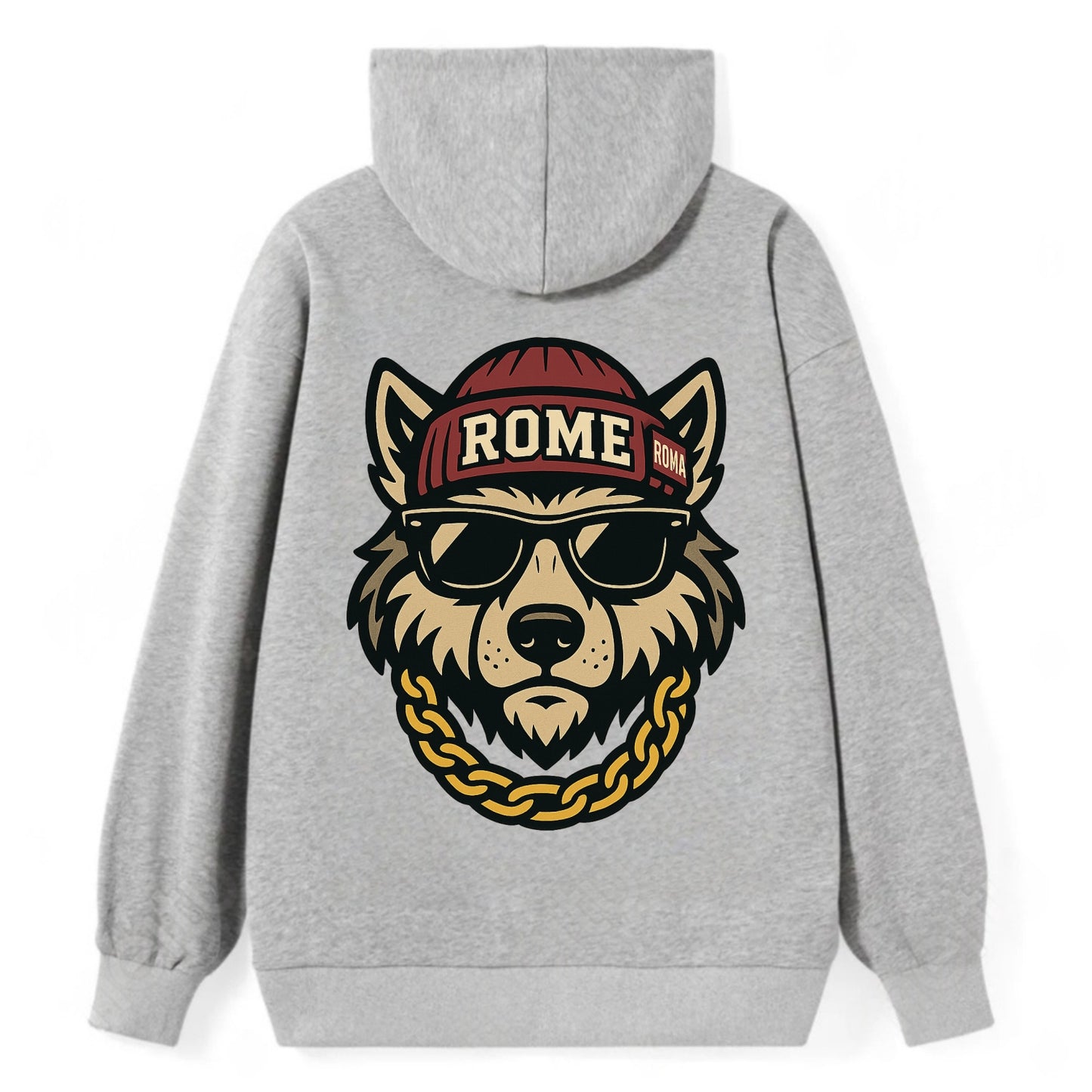 Rome Wolf - Classic Pullover Hoodie - Grey