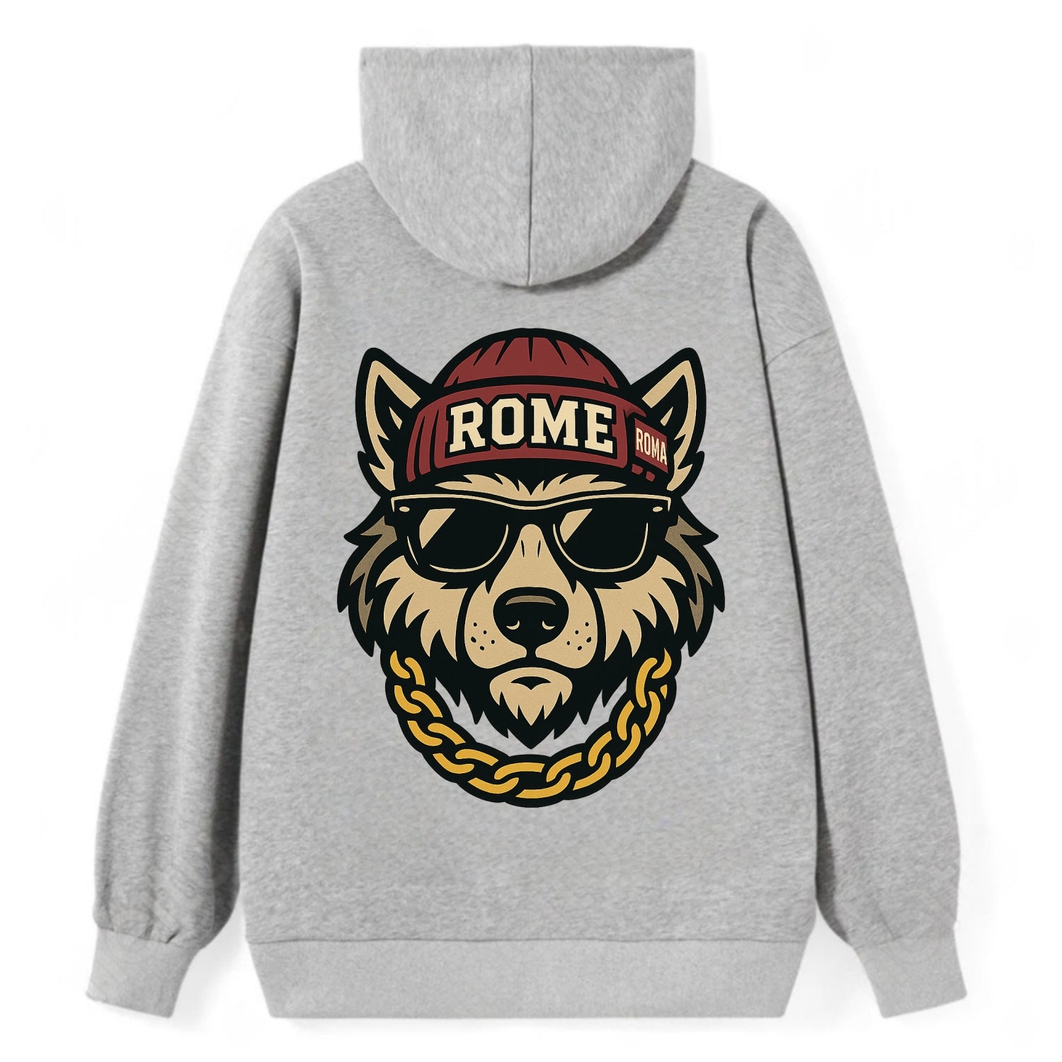 Rome Wolf - Classic Pullover Hoodie - Grey