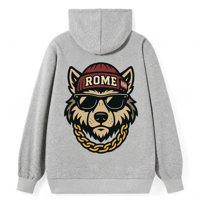 Rome Wolf - Classic Pullover Hoodie - Grey