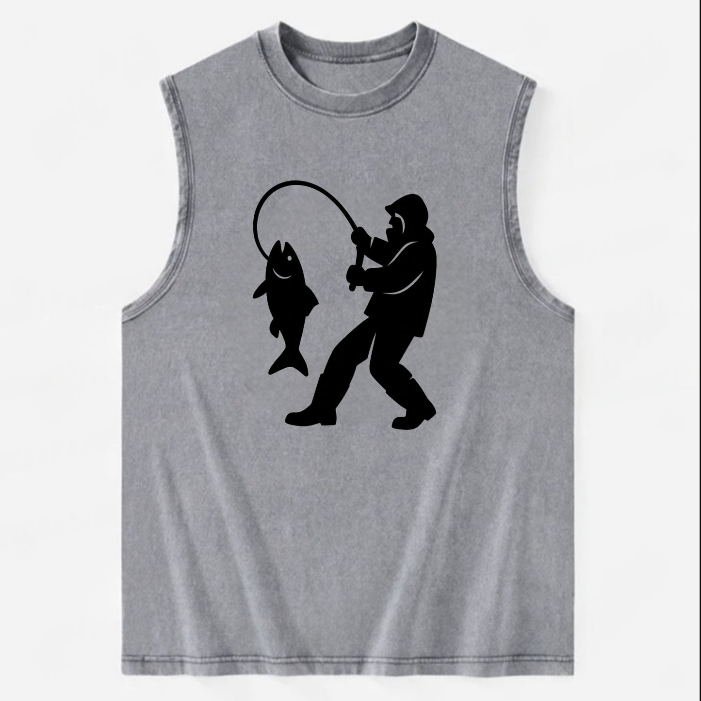 Alaskan fisherman hauling catch - Vintage Washed Tank - Grey