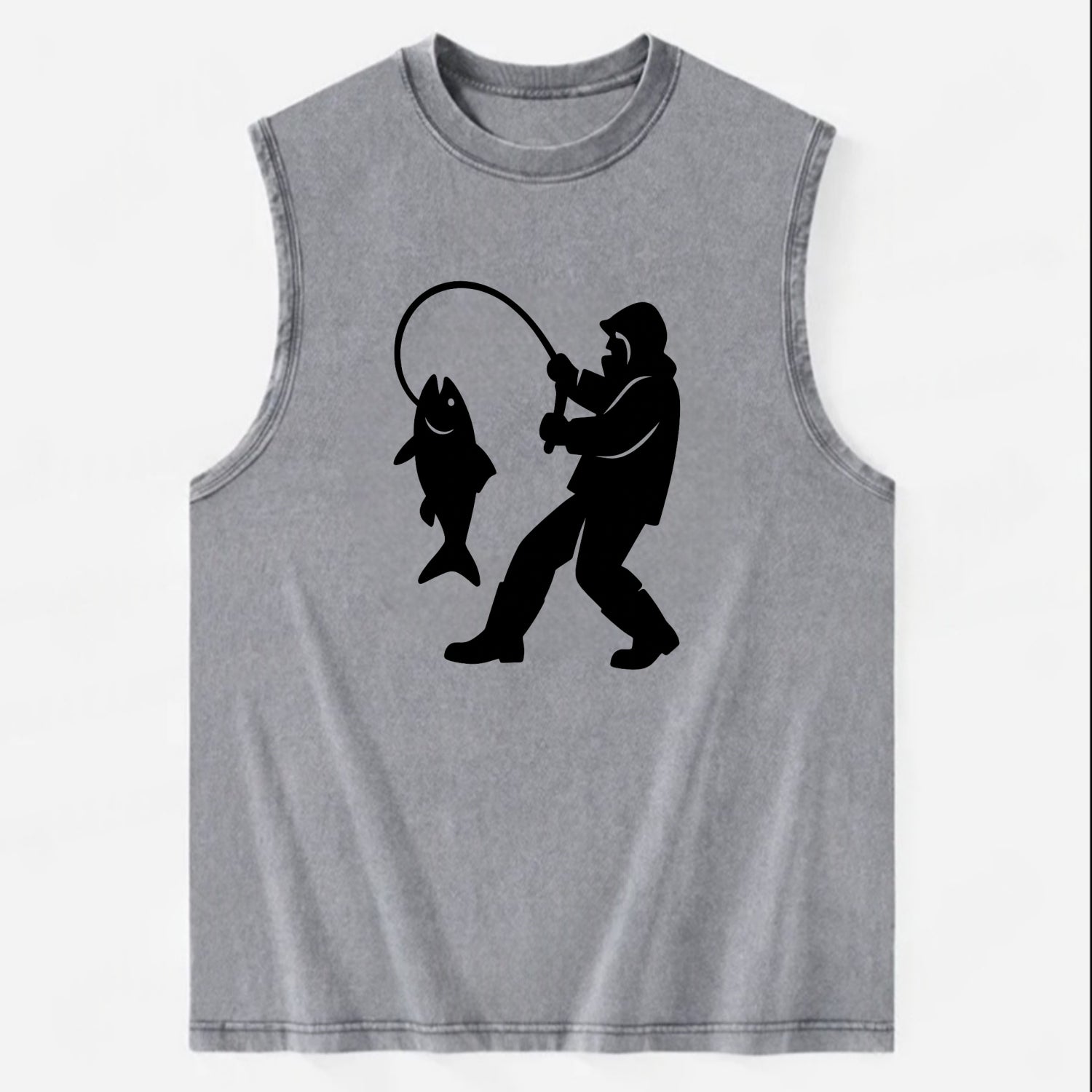 Alaskan fisherman hauling catch - Vintage Washed Tank - Grey