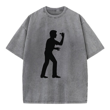 Darts player in throwing stance - Vintage T-shirt - Grey