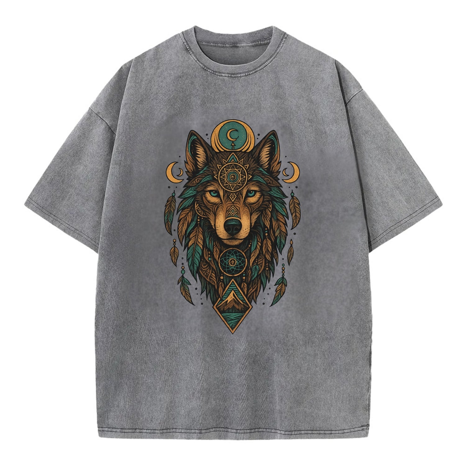 Retro 80s Wolf  - Vintage T-shirt - Grey