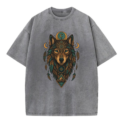 Retro 80s Wolf  - Vintage T-shirt - Grey