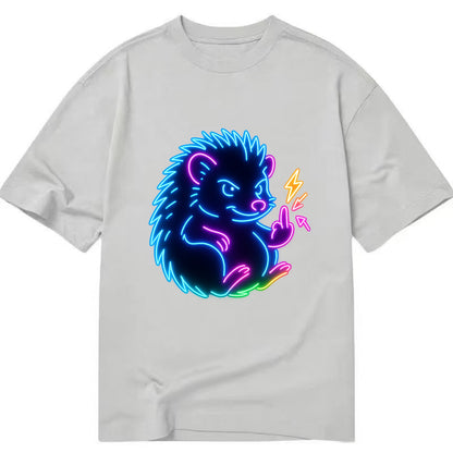 tiny hedgehog curled up slightly, one little paw raised flipping the bird - Classic T-shirt - Grey