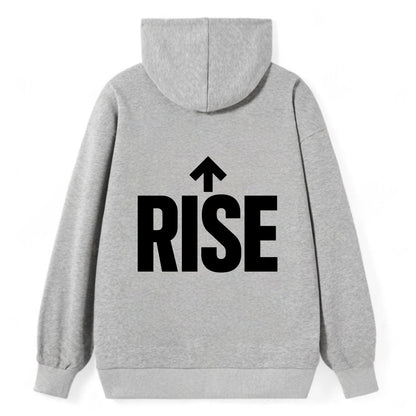 Bold typography design - "RISE" - getting up, ascending, elevating - Classic Pullover Hoodie - Grey