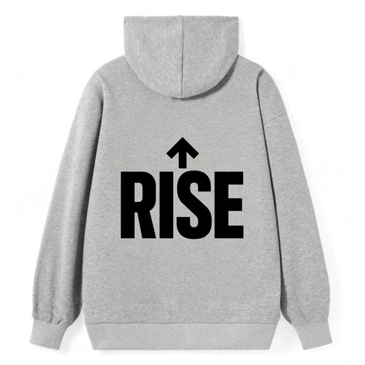 Bold typography design - "RISE" - getting up, ascending, elevating - Classic Pullover Hoodie - Grey