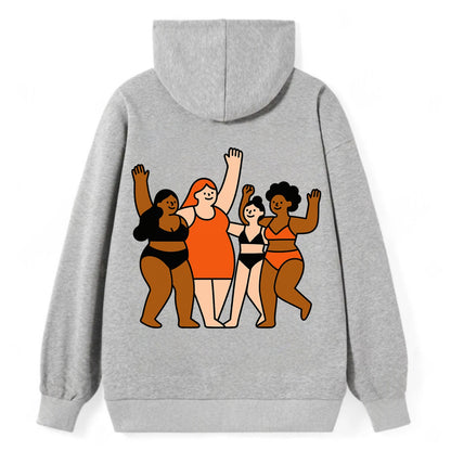 Diverse body types celebrating together - body positivity movement, all - Classic Pullover Hoodie - Grey