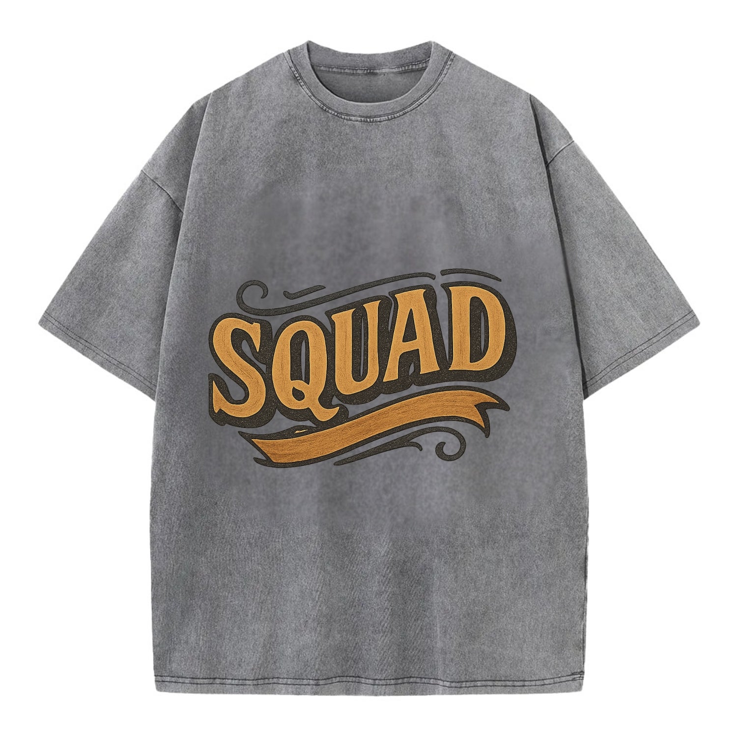 Bold typography design - "SQUAD" - your crew, your people - Vintage T-shirt - Grey