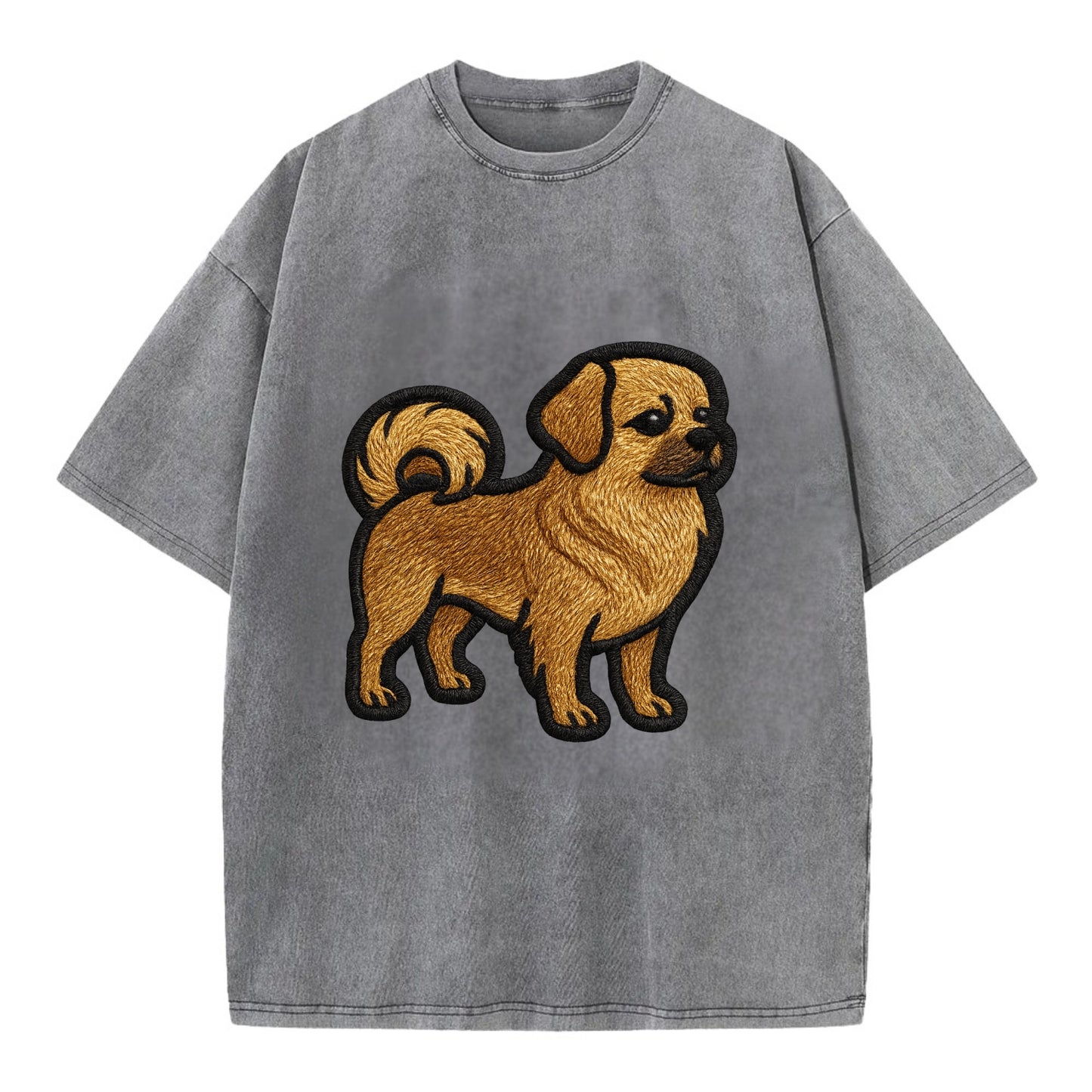 Tibetan Spaniel - Modern Tibetan breed d - Vintage T-shirt - Grey