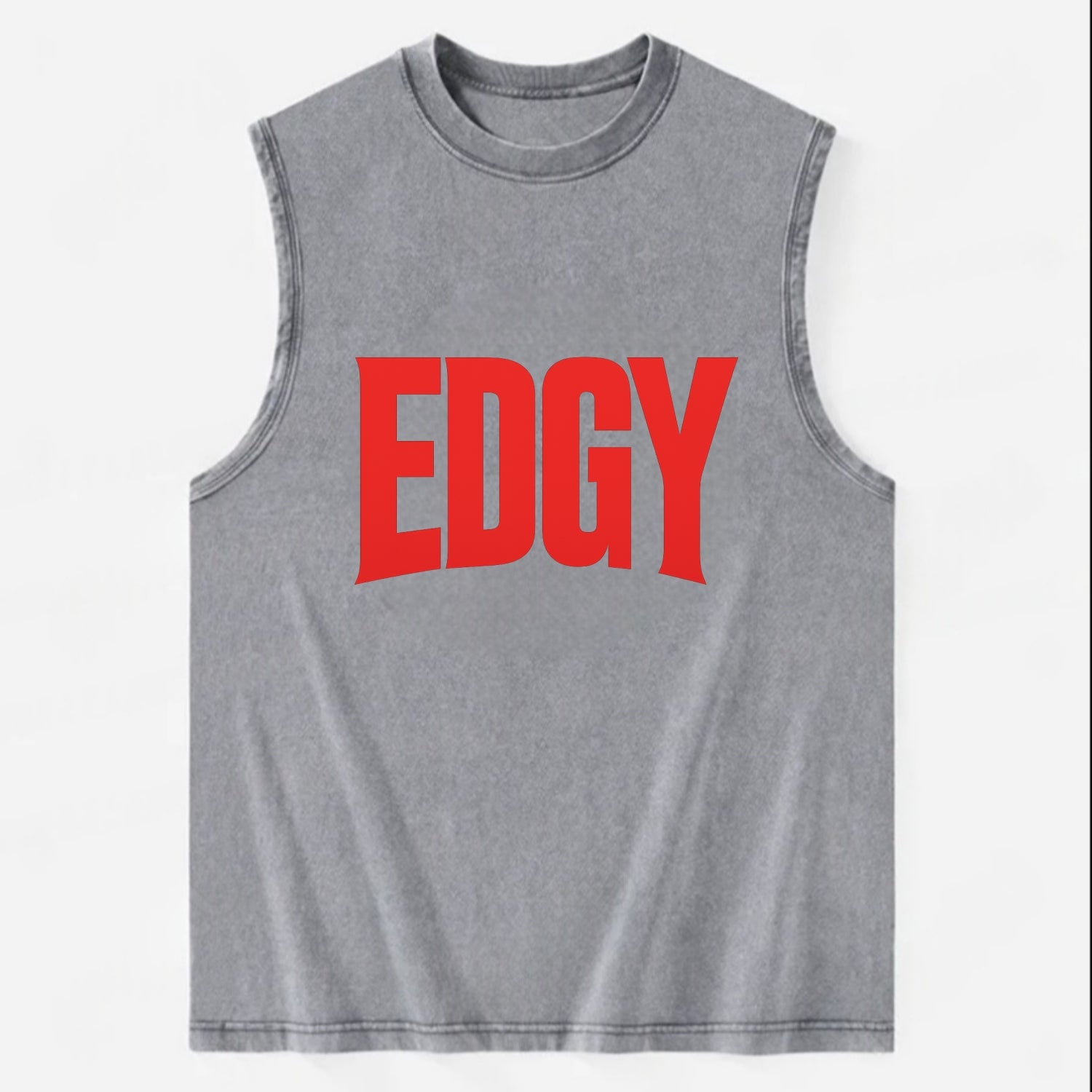 Bold typography design - "EDGY" - pushing boundaries, unconventional - Vintage Washed Tank - Grey