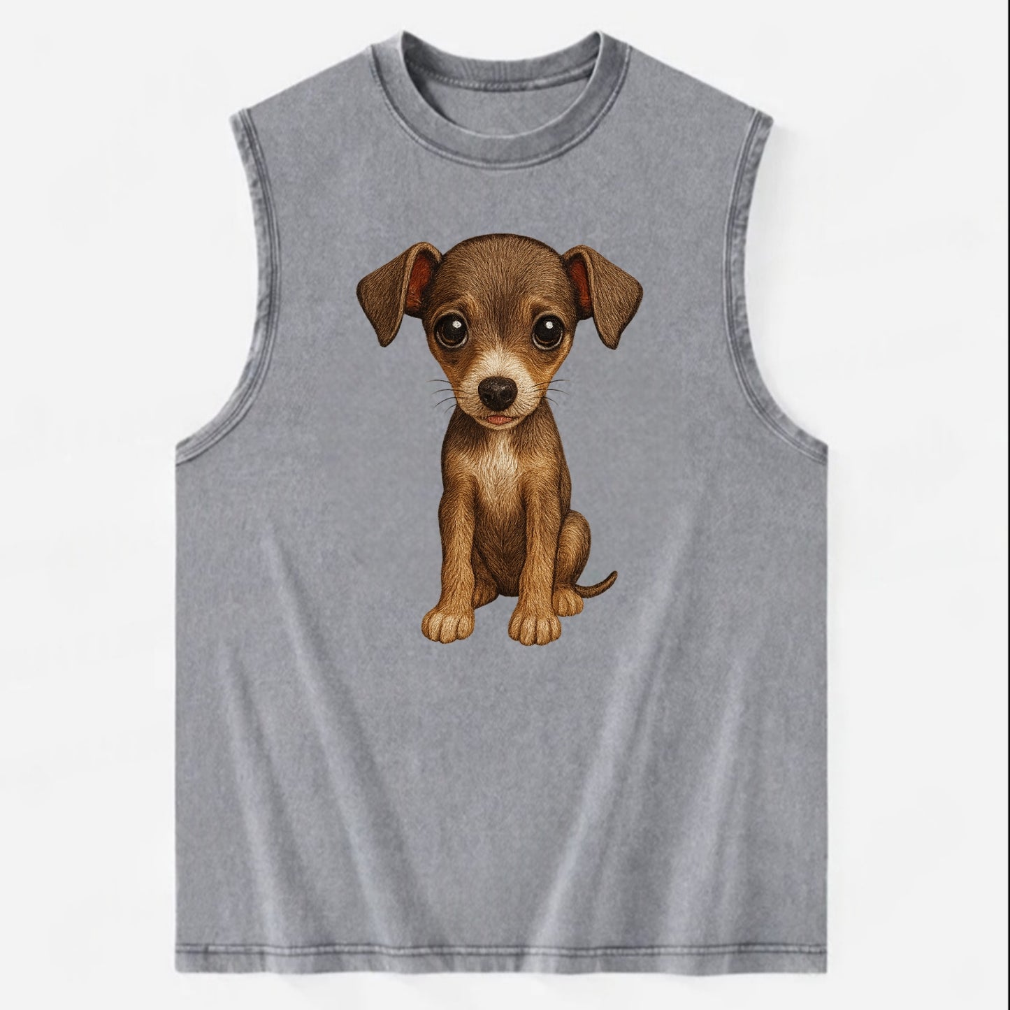 Baby Italian Greyhound Puppy - sleek tiny body, long legs, gentle eyes, - Vintage Washed Tank - Grey