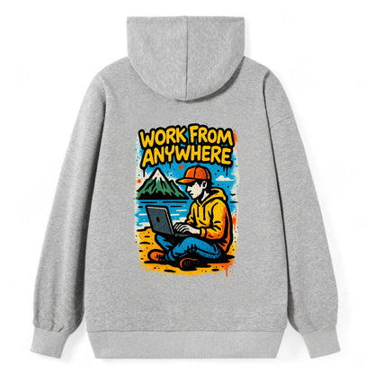 Digital nomad with laptop on beach/mountain - work from anywhere - Classic Pullover Hoodie - Grey