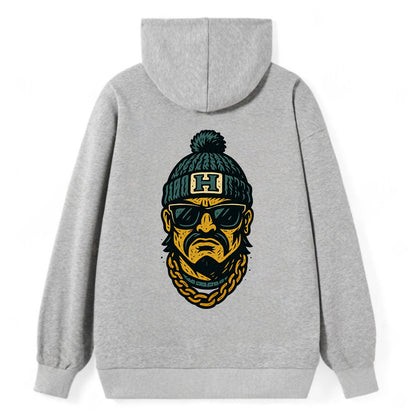 Honolulu Warrior wearing Hawaii beanie with H patch - Classic Pullover Hoodie - Grey