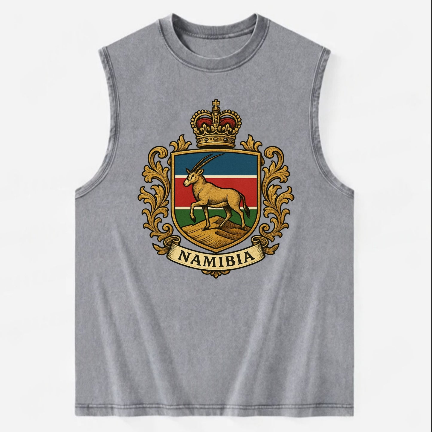 Namibia Heritage Badge  - Vintage Washed Tank - Grey