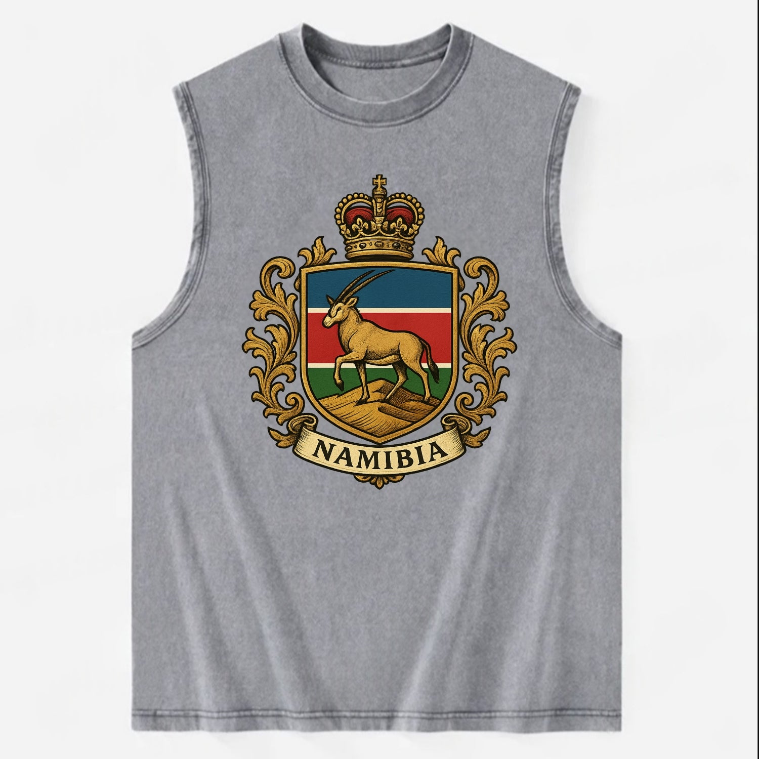 Namibia Heritage Badge  - Vintage Washed Tank - Grey