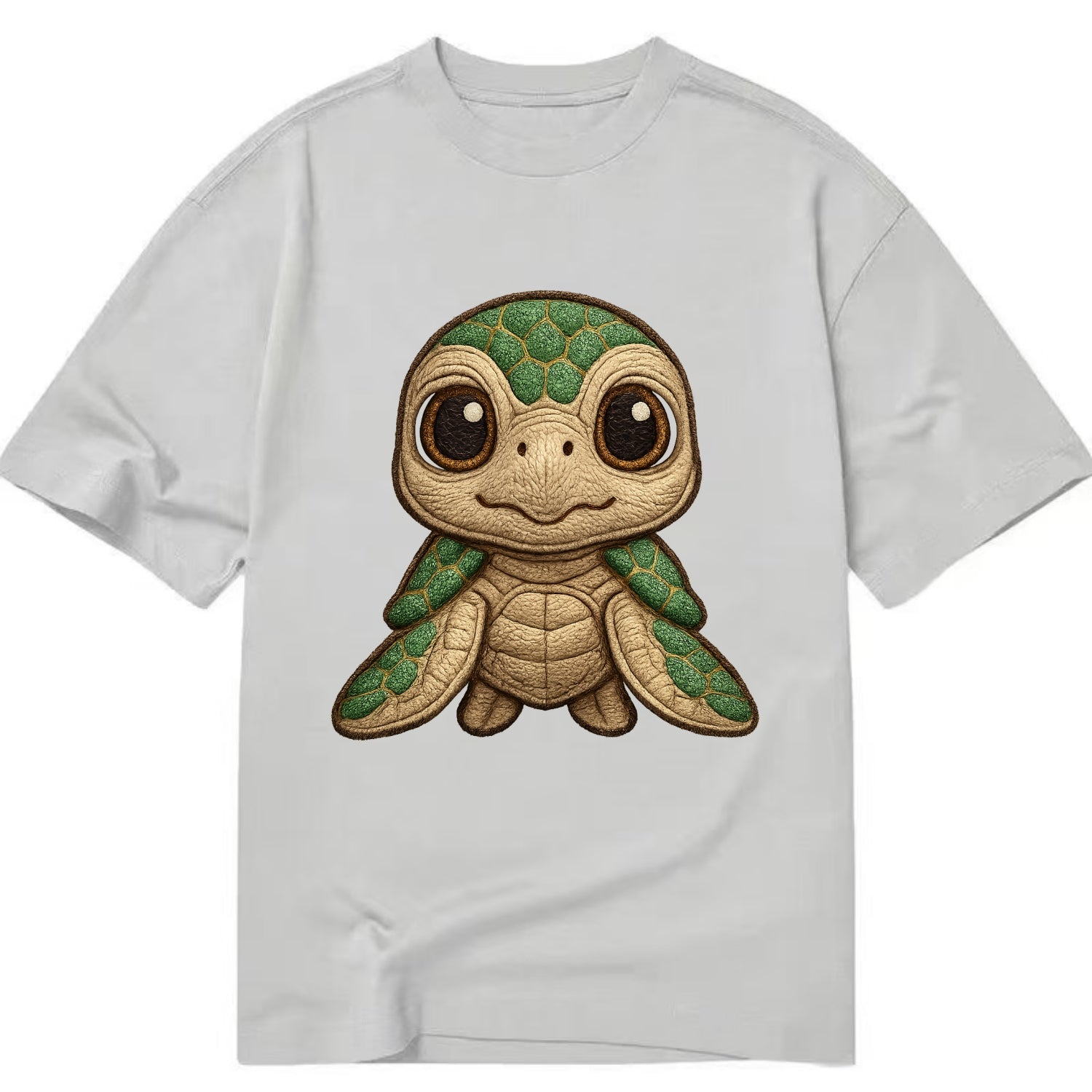 Baby Green Sea Turtle - emerald shell, large innocent brown eyes, tiny flippers, - Classic T-shirt - Grey