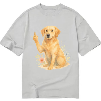 Labrador Retriever yellow sitting pretty, friendly face, strong paw up with sass - Classic T-shirt - Grey