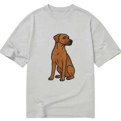 Rhodesian Ridgeback - Red wheaten embroidered pose - Classic T-shirt - Grey